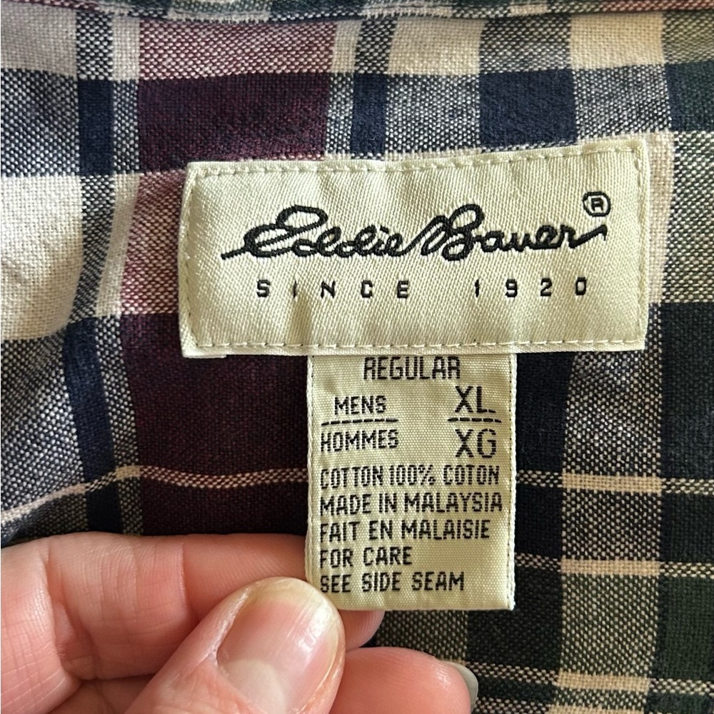 Eddie Bauer Gorpcore Plaid Button Down Shirt Men’s XL 100% Cotton - Picture 5 of 5